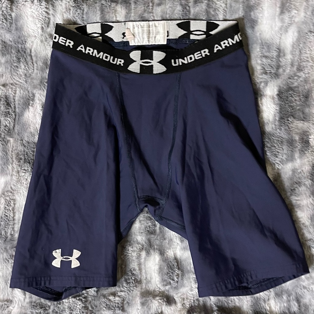 UNDER ARMOUR PERFORMANCE Men's Dark Blue Compression Shorts Size M Medium